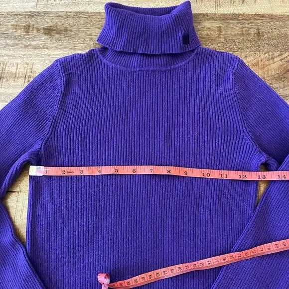 Lauren Ralph Lauren Turtleneck Sweater Women XS Ribbed Purple - Picture 9 of 10